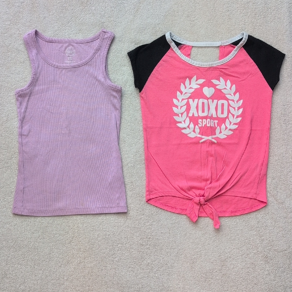 Girls Top Bundle Sz 6/6X XOXO Sport Knot Tee & Purple Tank